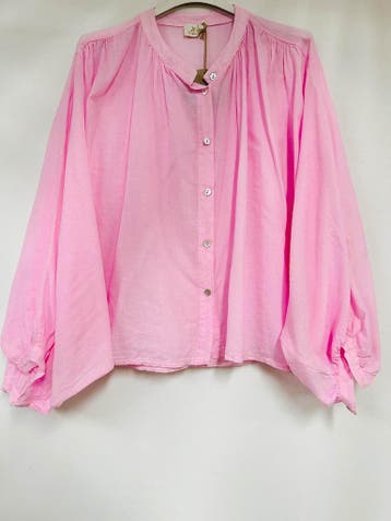 Luchtige katoenen croped blouse - lange mouwen - oversized, Nieuw
