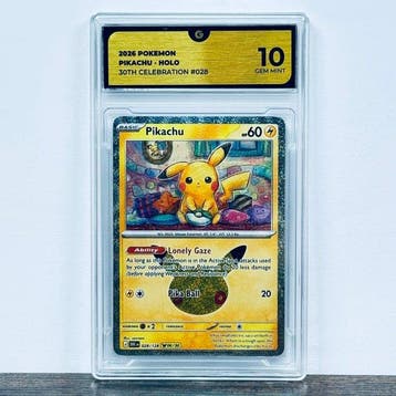 Pokémon Graded card - Pikachu 028 - 30th Anniversary –, Nieuw