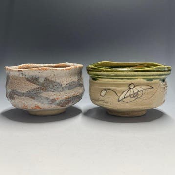 Shino Ware / Oribe Ware - Chawan (2) - Seto-theebowls (2