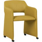 Set van 8 Leren eetkamerstoelen Icon - Toledo Giallo (geel), Huis en Inrichting, Stoelen, Ophalen of Verzenden, Nieuw, Leer