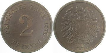 Duitsland 2 Pfennig 1875h ss/vz J 002, Verzenden