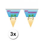 3x Feest vlaggenlijn pensioen - Pensioen feestartikelen, Verzenden, Nieuw