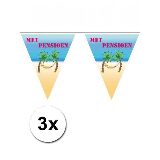 3x Feest vlaggenlijn pensioen - Pensioen feestartikelen, Hobby en Vrije tijd, Feestartikelen, Verzenden
