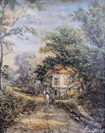 Duitse school (XX) - Idyllische Landschaft mit Haus