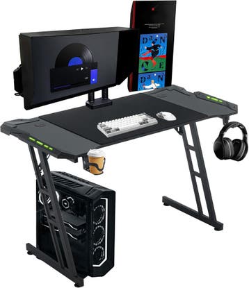 Gaming bureau - Gaming desk - Gaming tafel - 120x60 cm - Zwa, Huis en Inrichting, Bureaus, Verzenden, Zo goed als nieuw