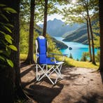 Kampeerstoel gestoffeerd - blauw, Set van 4, Caravans en Kamperen, Kampeeraccessoires, Verzenden, Nieuw