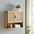 Badkamerkast Tervola zwevend 60x60x20 cm zwart naturel en ro, Huis en Inrichting, Badkamer | Badkamermeubels, Verzenden, Nieuw