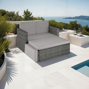 Wicker loungesofa Corfu - grijs, Verzenden, Nieuw