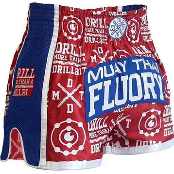 Fluory Kickboks Broekje Muay Thai Short Drill Rood, Ophalen of Verzenden, Nieuw