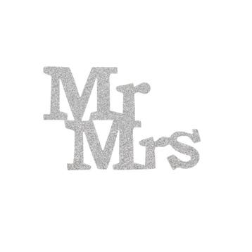 Taarttopper Mr & Mrs Kunststof Zilver 11cm 4st, Verzenden, Nieuw