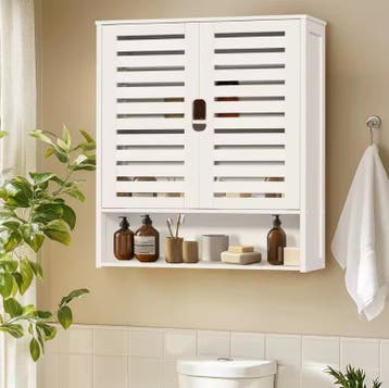 Badkamer Wandkast Bamboe – Dubbele Deuren 59×20.5×66.5, Verzenden, Nieuw