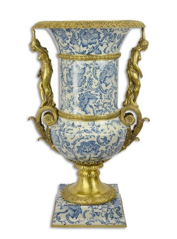 Porseleinen urn met een bronzen montuur (Interieur), Verzenden, Nieuw