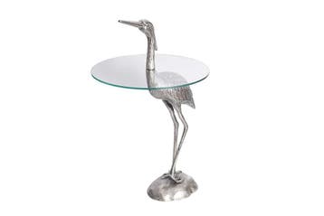 Ronde bijzettafel WILDLIFE HERON 90cm zilveren metalen, Ophalen of Verzenden, Nieuw