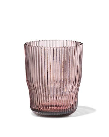 HEMA Waterglas 270ml Bergen glas streep reliëf bordeauxrood, Verzamelen, Verzenden, Nieuw