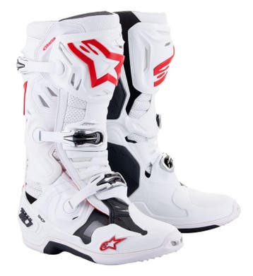 Alpinestars Tech 10 Supervented Wit Felrood, Motoren, Kleding | Motorkleding, Nieuw met kaartje, Alpinestars, Laarzen, Heren