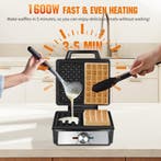 Wafelijzer - Wafelmaker - 2 Wafels - 1600W - RVS - Aigostar, Verzenden, Zo goed als nieuw