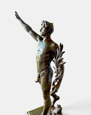 Robert Delandre (1879-1961) - sculptuur, Athlete Saluant -, Antiek en Kunst