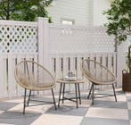 3-delige balkonset hout rotan – tafel met 2 stoelen nieuw, 2 zitplaatsen, Stoel, Nieuw, Tuinset