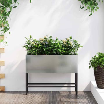 vidaXL Verhoogde Tuin Plantbak Zilver 60 x 26 x 45 cm, Tuin en Terras, Verzenden, Minder dan 60 cm, Nieuw, Metaal