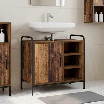 vidaXL Badkamerkast Oud hout 65,5 x 34 x 61 cm Bewerkt hout, Verzenden, Nieuw