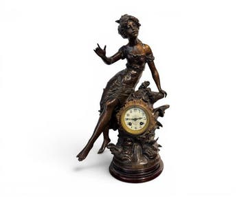 Figurale pendule - Art Nouveau Zinklegering - 1900-1910 -, Antiek en Kunst