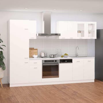 vidaXL 8-delige Keukenkastenset Lyon bewerkt hout wit, Huis en Inrichting, Keuken | Keukenelementen, Verzenden, Nieuw, Wit