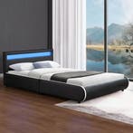 Gestoffeerd bed Sevilla - 140 x 200 cm - Zwart - LED verlich, Huis en Inrichting, Slaapkamer | Bedden, Verzenden, Nieuw