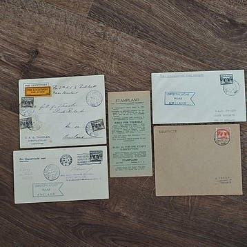 Nederland 1927/1942 - 4 Prachtige IJspostvluchten, 3 naar en, Gestempeld