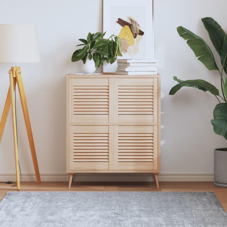 vidaXL Kastdeuren met lamellen 4 st 39,5x39,4 cm massief, Huis en Inrichting, Kasten | Overige, Nieuw, Verzenden