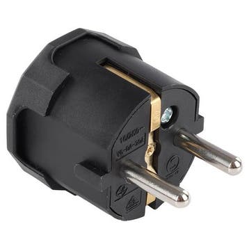 Schuko stekker | Q-link (Randaarde, Haaks, 16 A, Zwart), Doe-het-zelf en Verbouw, Verzenden, Nieuw
