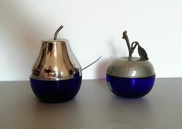 Cristallin, Morinox - Suikerkom (2) - Glas, Metaal -, Antiek en Kunst