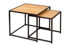 Design bijzettafels set van 2 SLIM LINE 50cm wild eiken, Ophalen of Verzenden, Nieuw