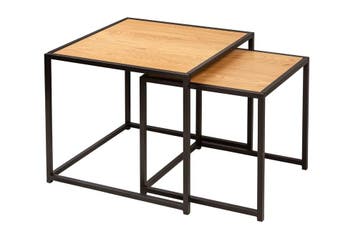 Design bijzettafels set van 2 SLIM LINE 50cm wild eiken, Huis en Inrichting, Ophalen of Verzenden, Nieuw