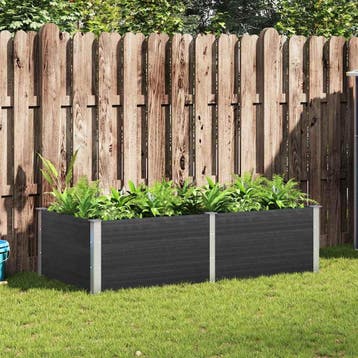 vidaXL Plantenbak verhoogd 200x100x54 cm HKC grijs, Tuin en Terras, Bloembakken en Plantenbakken, 100 cm of meer, Verzenden, Nieuw