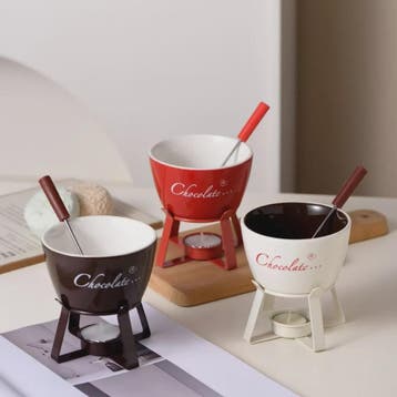 Keramische Chocolade Fondue Set - Smelt Chocolade, Kaas & IJ, Verzenden, Nieuw