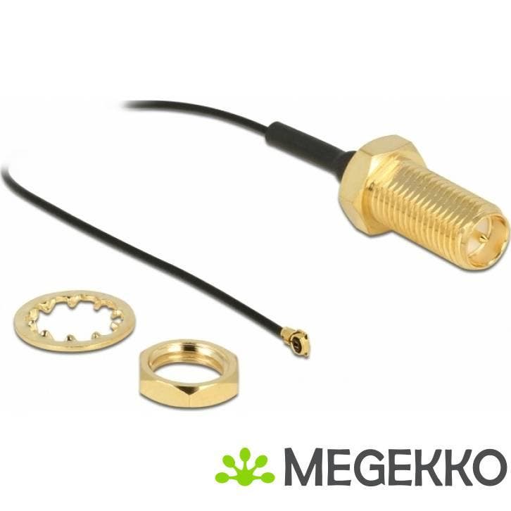 Delock 90478 coax-kabel 0,35 m RP-SMA MHF Zwart, Computers en Software, Overige Computers en Software, Nieuw, Verzenden