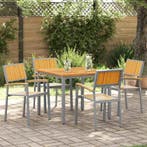 vidaXL Stapelstoel 4 pcs Bruin 56 x 57 x 87 cm Massief, Tuin en Terras, Verzenden, Nieuw