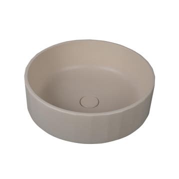 Waskom Ion 42x42x15cm beton rond beige inclusief afvoerplug, Verzenden, Nieuw