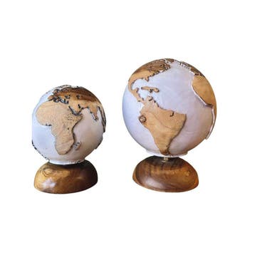 Houten Wereldbol wit -  20 cmWoondecoratie, Ophalen of Verzenden, Nieuw