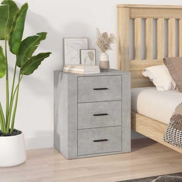 vidaXL Nachtkastje 50x36x60 cm bewerkt hout betongrijs, Minder dan 45 cm, Verzenden, Nieuw, 55 tot 70 cm