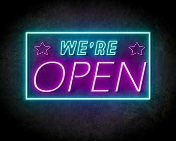 WE'RE OPEN STAR neon sign - LED neon reclame bord, Verzenden
