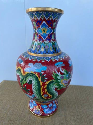 Vaas - Brons, cloisonné emaille - China (Zonder