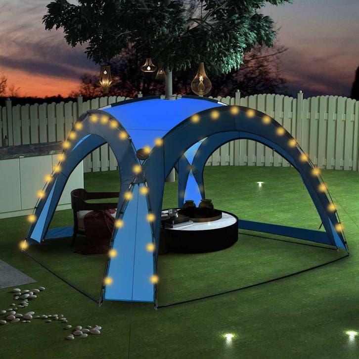 vidaXL Partytent met LED en 4 zijwanden 3,6x3,6x2,3 m blauw, Tuin en Terras, Partytenten, Partytent, Nieuw, Verzenden