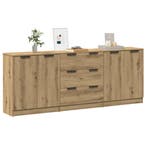 vidaXL Dressoirs 3 st 60x30x70 cm bewerkt hout artisanaal, Huis en Inrichting, Kasten | Dressoirs, Verzenden, Nieuw, Overige houtsoorten