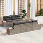 vidaXL Tuin Sofa Set met kussen met opslag 8 pcs Grijs Poly, Verzenden, Nieuw, Rotan