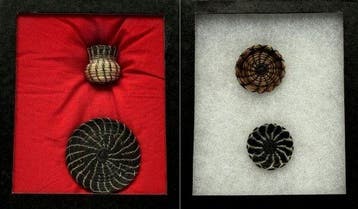 4 miniatuurmanden van paardenhaar in de vitrinekast (zelden)