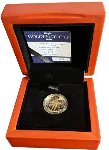 Gouden Enkele Dukaat 2020 met letter Z en goudbaar op zuid, Postzegels en Munten, Edelmetalen en Baren, Verzenden, Goud