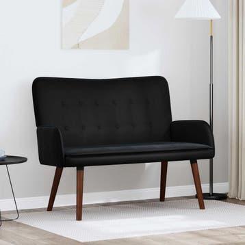 vidaXL 2-Zits Sofa Zwart 115 x 61 x 87 cm Fluweel (V), Verzenden, Minder dan 150 cm, Stof, Nieuw