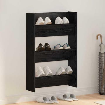 vidaXL Schoenenkast 60 x 18 x 90 cm Bewerkt hout Zwart eiken, Verzenden, Nieuw