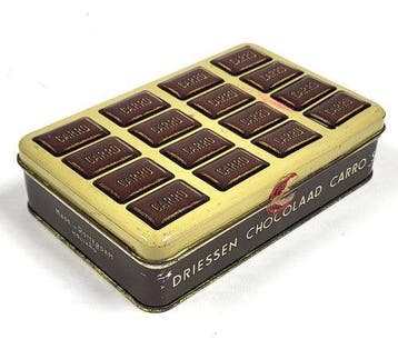 Vintage Driessen chocoladeblik, Verzenden, Gebruikt
